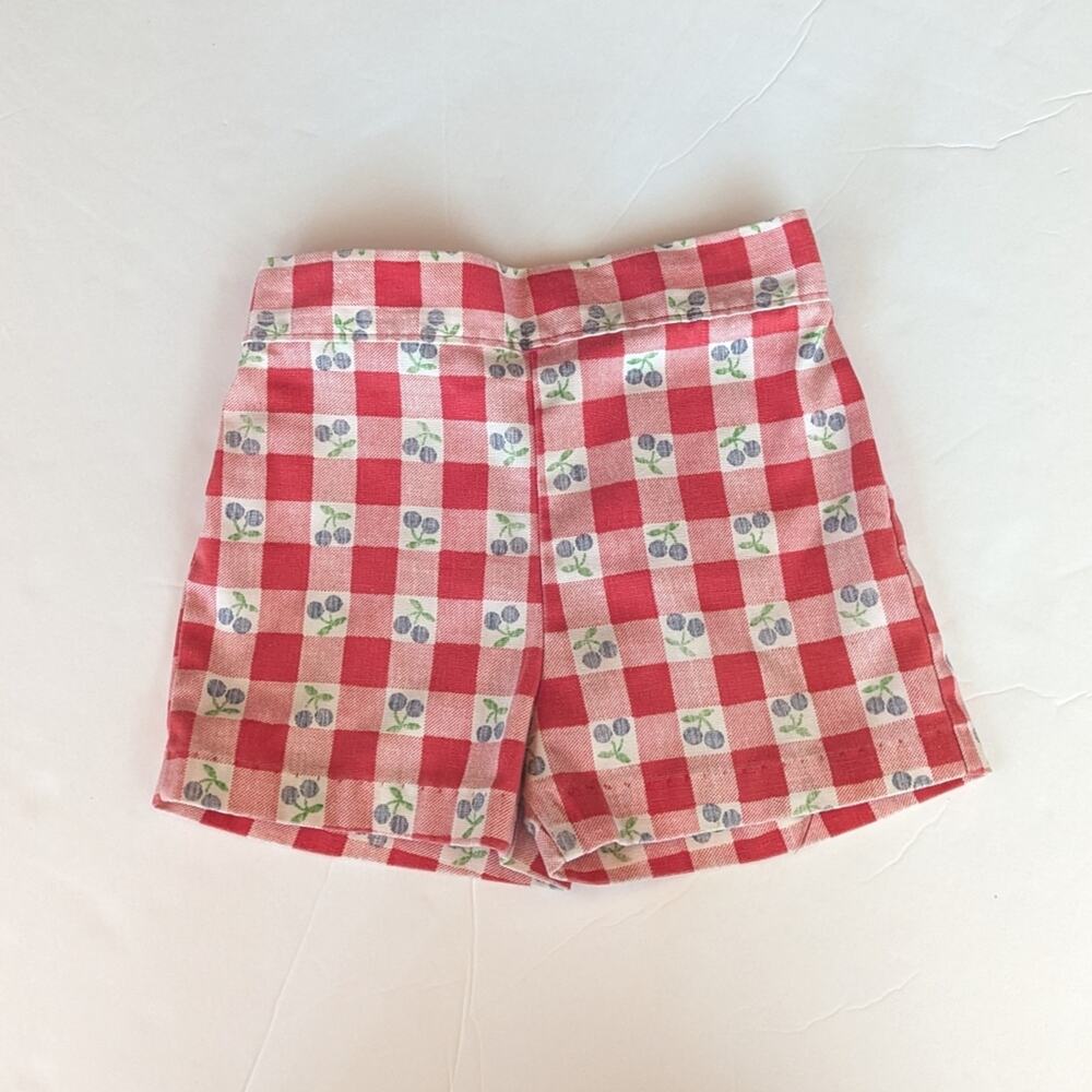 Vtg Healthtex Stantogs Shorts Girls Sz 18-24m Red Cherry Gingham